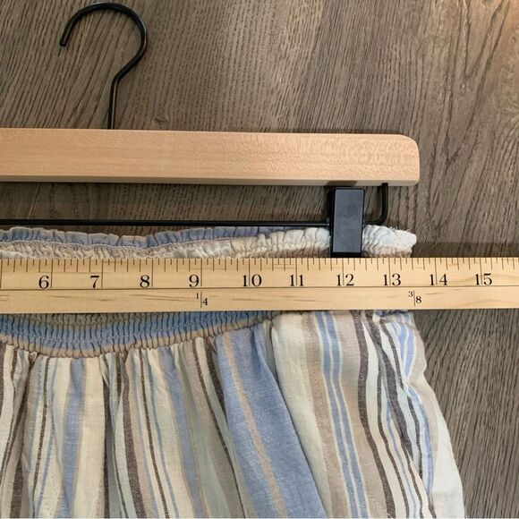 LAND N SEA PANTS WOMEN’S MEDIUM STRIPE CREAM BLUE BROWN 55% LINEN BLEND. - Picture 13 of 16